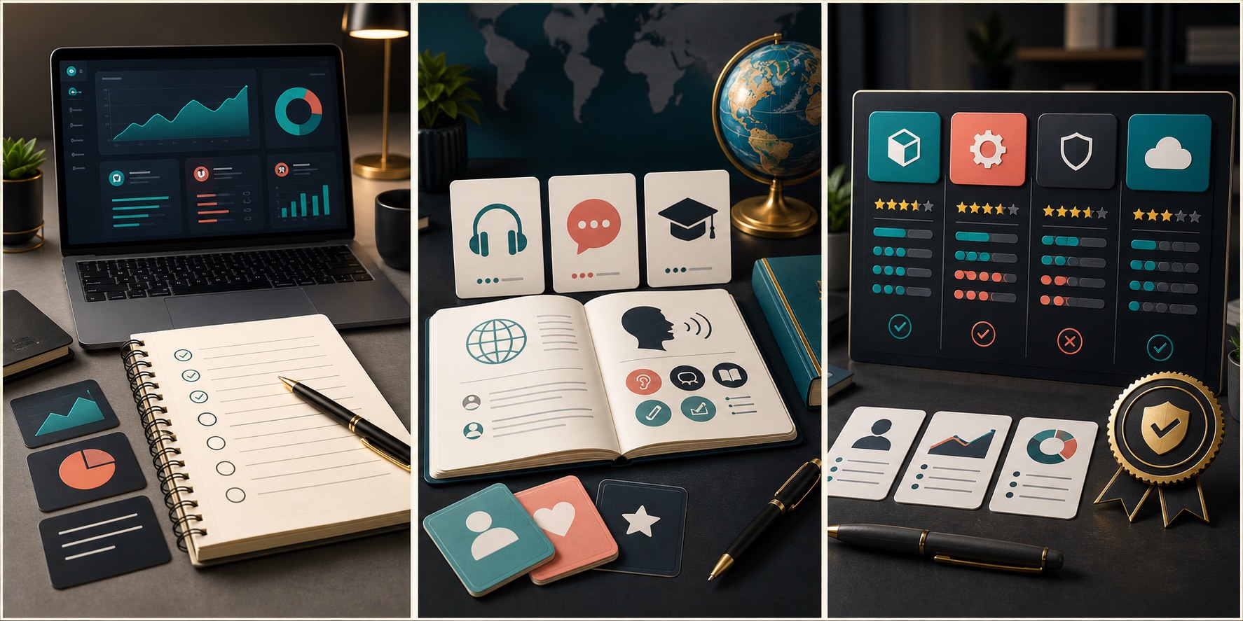 Editorial learning and software workspace image for magazine categories