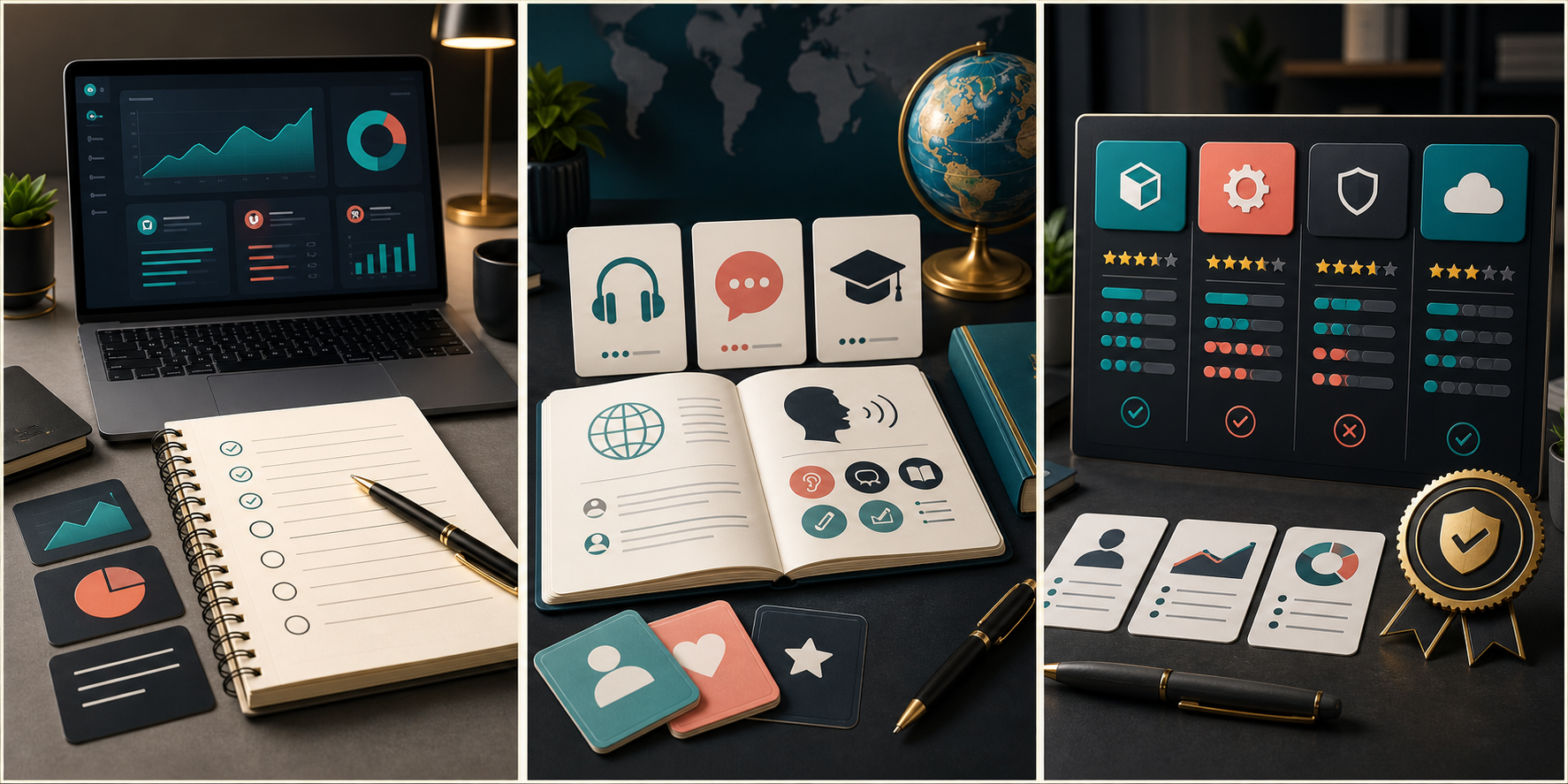 Editorial learning and software workspace image for magazine categories