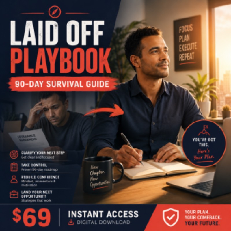 Product image associated with the Laid Off Playbook - 90-Day Layoff Survival Guide written review