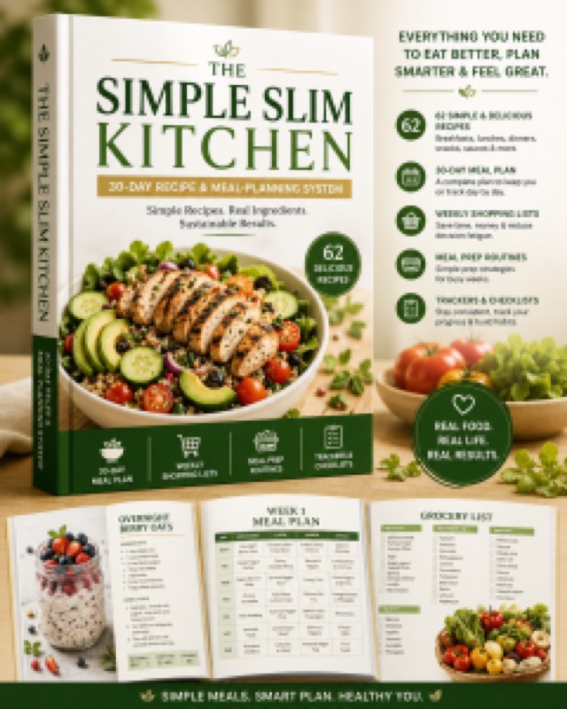 The Simple Slim Kitchen - 30-Day Meal Plan + 62 Easy Recipes vendor product image for the Everyrated review
