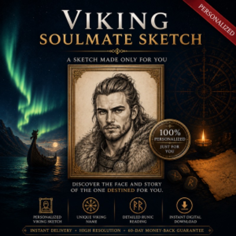 Viking Soulmate Sketch - Personalized Portrait & Runic Reading vendor product image for the Everyrated review
